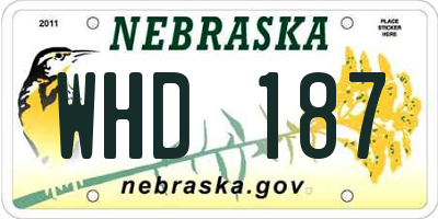 NE license plate WHD187