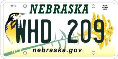 NE license plate WHD209