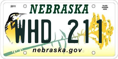 NE license plate WHD211