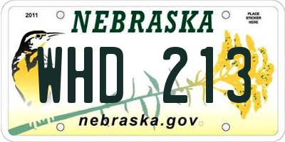 NE license plate WHD213