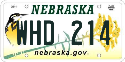 NE license plate WHD214
