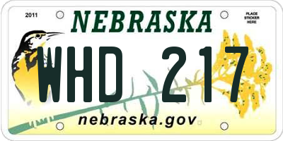 NE license plate WHD217
