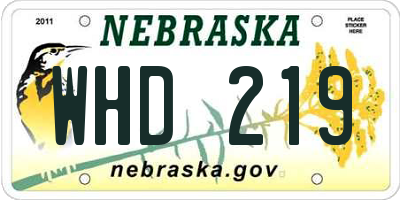 NE license plate WHD219