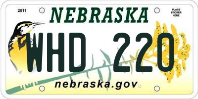NE license plate WHD220