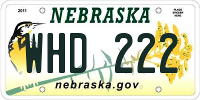 NE license plate WHD222
