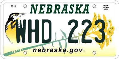 NE license plate WHD223