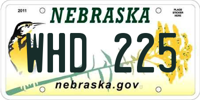 NE license plate WHD225