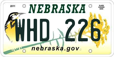 NE license plate WHD226
