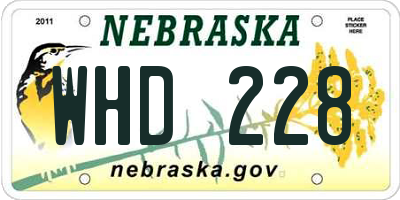NE license plate WHD228
