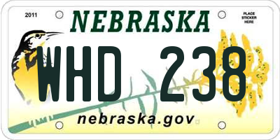NE license plate WHD238