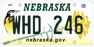NE license plate WHD246