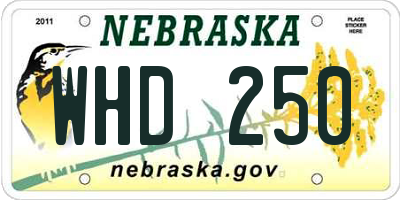 NE license plate WHD250