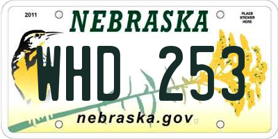 NE license plate WHD253