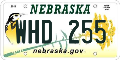 NE license plate WHD255