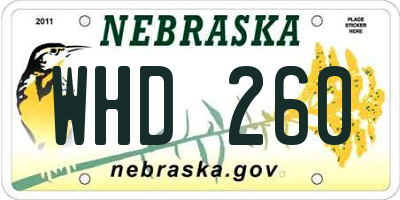 NE license plate WHD260