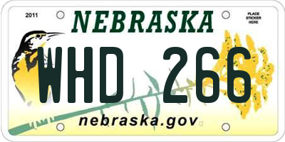 NE license plate WHD266