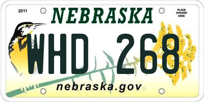 NE license plate WHD268