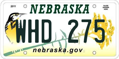 NE license plate WHD275