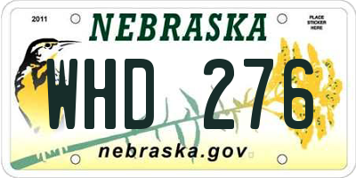 NE license plate WHD276