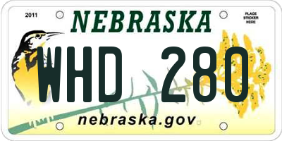 NE license plate WHD280