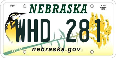 NE license plate WHD281
