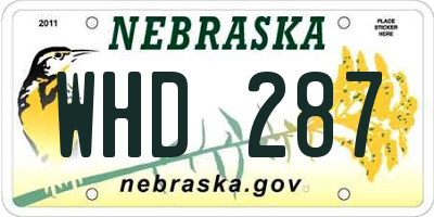 NE license plate WHD287