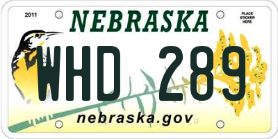 NE license plate WHD289