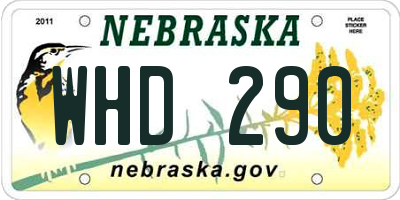 NE license plate WHD290