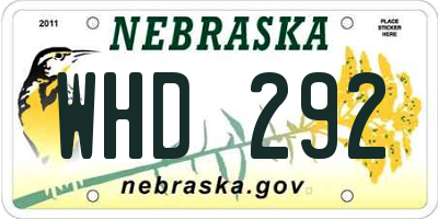 NE license plate WHD292