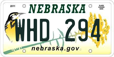 NE license plate WHD294