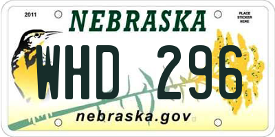 NE license plate WHD296