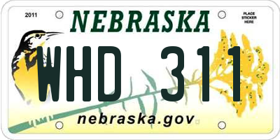 NE license plate WHD311