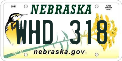 NE license plate WHD318