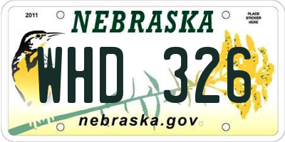 NE license plate WHD326