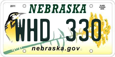 NE license plate WHD330