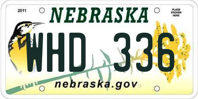 NE license plate WHD336