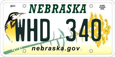NE license plate WHD340