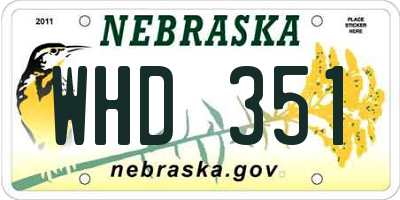 NE license plate WHD351