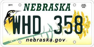 NE license plate WHD358