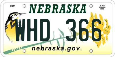 NE license plate WHD366