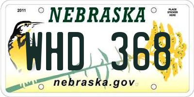 NE license plate WHD368