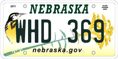 NE license plate WHD369