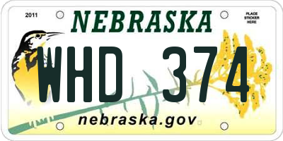 NE license plate WHD374