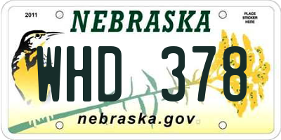 NE license plate WHD378