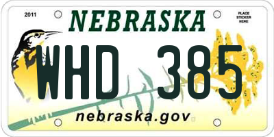 NE license plate WHD385