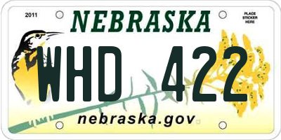NE license plate WHD422