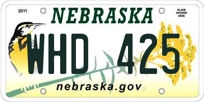 NE license plate WHD425
