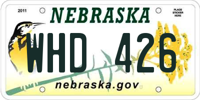 NE license plate WHD426