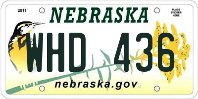 NE license plate WHD436