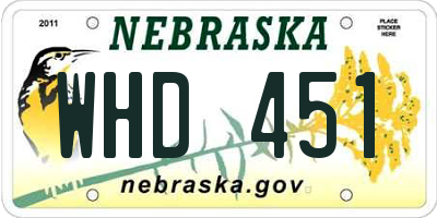 NE license plate WHD451